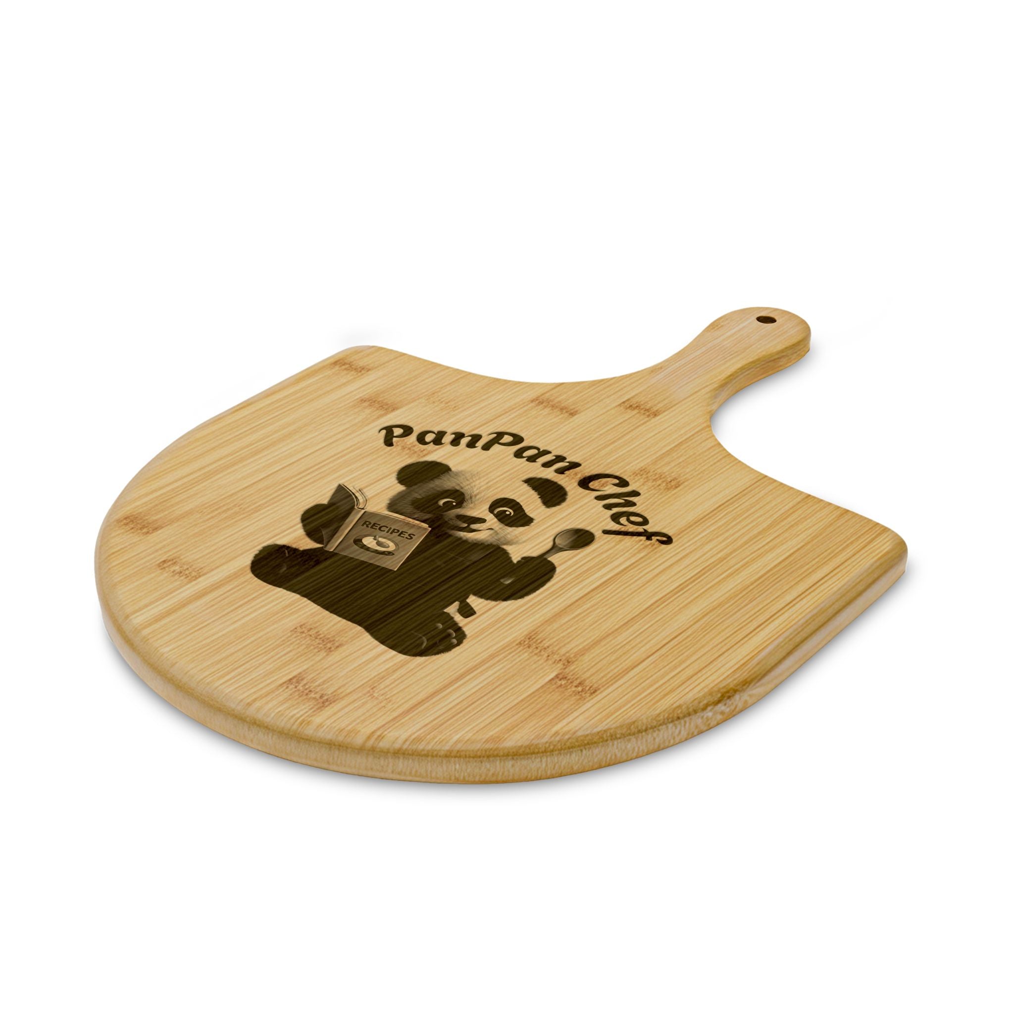 🍕 PanPan Chef Collection Bamboo Pizza Peel — Engraved “PanPan Chef” Panda Pizza Board