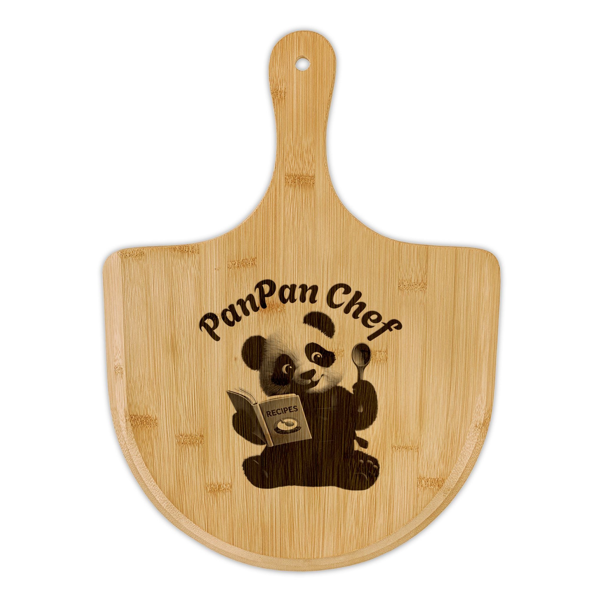 🍕 PanPan Chef Collection Bamboo Pizza Peel — Engraved “PanPan Chef” Panda Pizza Board